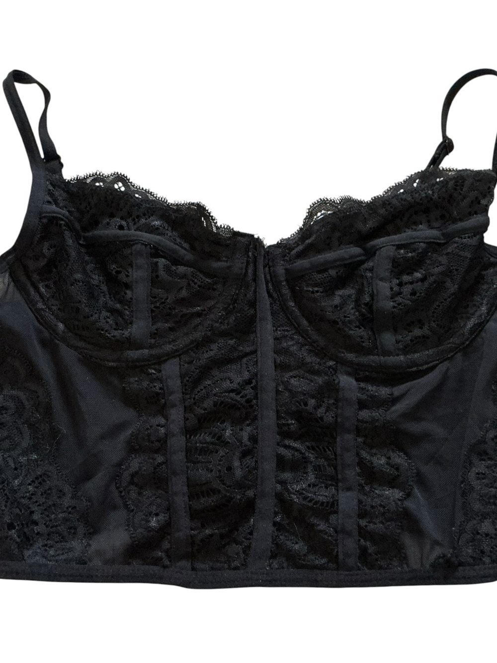 Blue rain by Francesca’s Black Lace Longline Bustier Bralette - Women Intimates